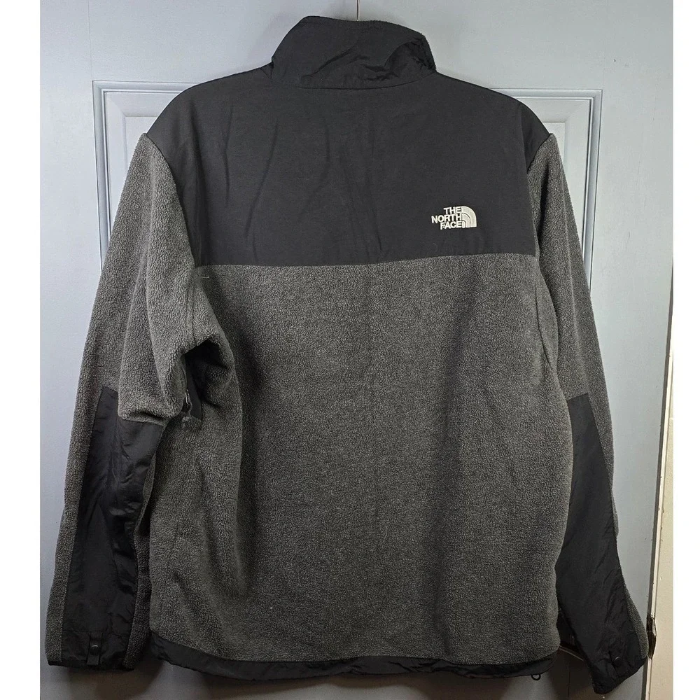 The North Face Denali Mens Large Gray Black Full Zip Fleece Jacket Mock Neck L